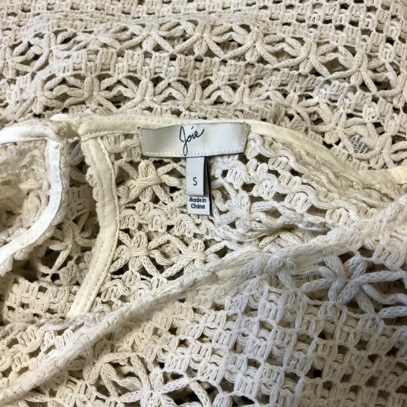 Joie Small Crochet Sweater Shirt Blouse Cream Crew - Picture 3 of 7